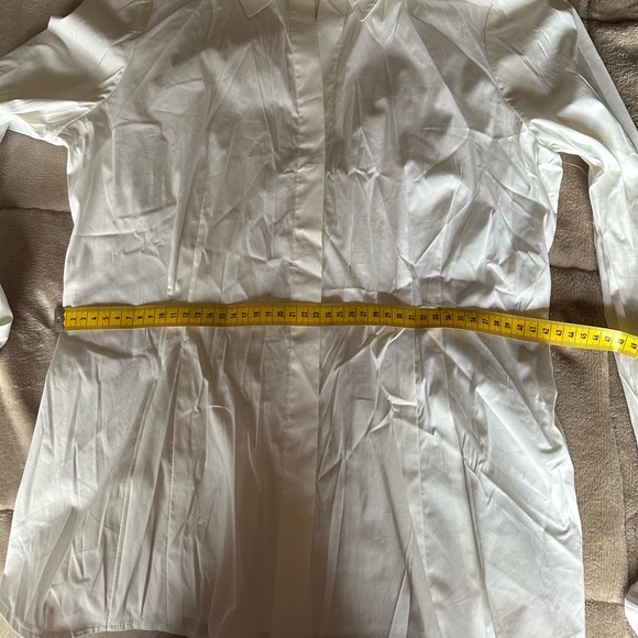 BCBGMaxAzria White Button Down Shirt with Ruffle Cuffs - Picture 8 of 9